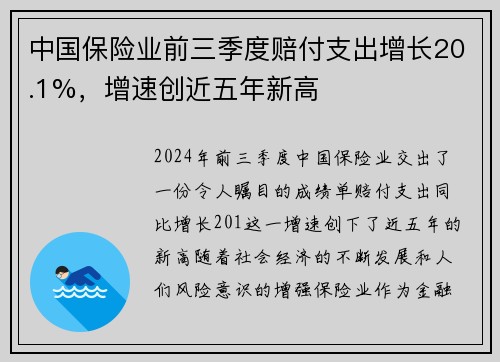 中国保险业前三季度赔付支出增长20.1%，增速创近五年新高